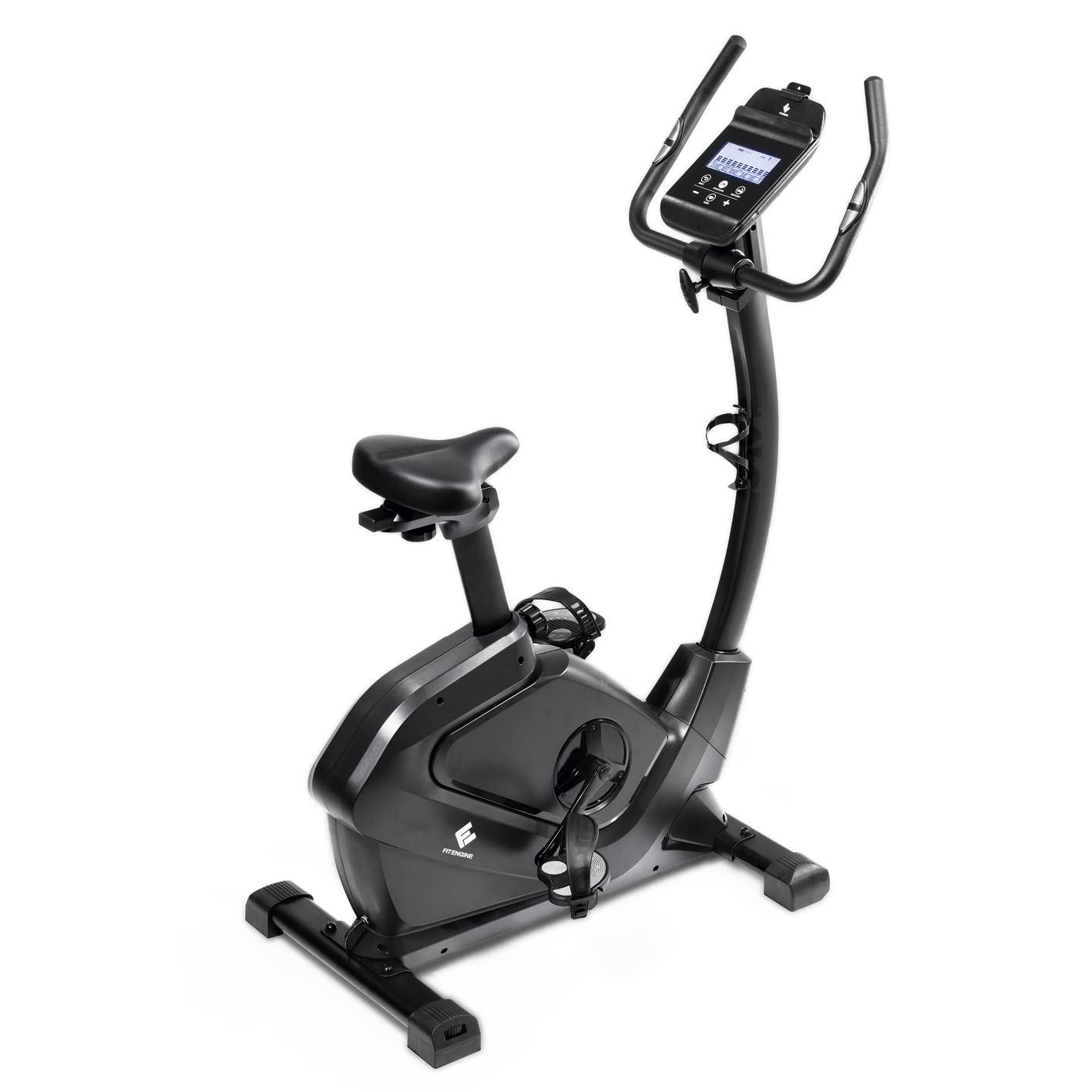 FitEngine Heimtrainer & Ergometer mit professionellem Aluminium-Schwungrad | 24 Widerstandsstufen, 28 Trainingsprogramme, verstellbarer Sportsattel, App-kompatibel | Bis 120kg, 195cm Größe