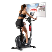 FitEngine Heimtrainer & Ergometer mit professionellem Aluminium-Schwungrad | 24 Widerstandsstufen, 28 Trainingsprogramme, verstellbarer Sportsattel, App-kompatibel | Bis 120kg, 195cm Größe
