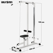 GORILLA SPORTS® Latzugstation - Verstellbar, inkl. Trizepsstange und Latzugstange, bis 280kg Belastbar, 30mm - Latzugturm, Kabelzugstation, Fitnessstation, Latzugmaschine, Latzug-Station