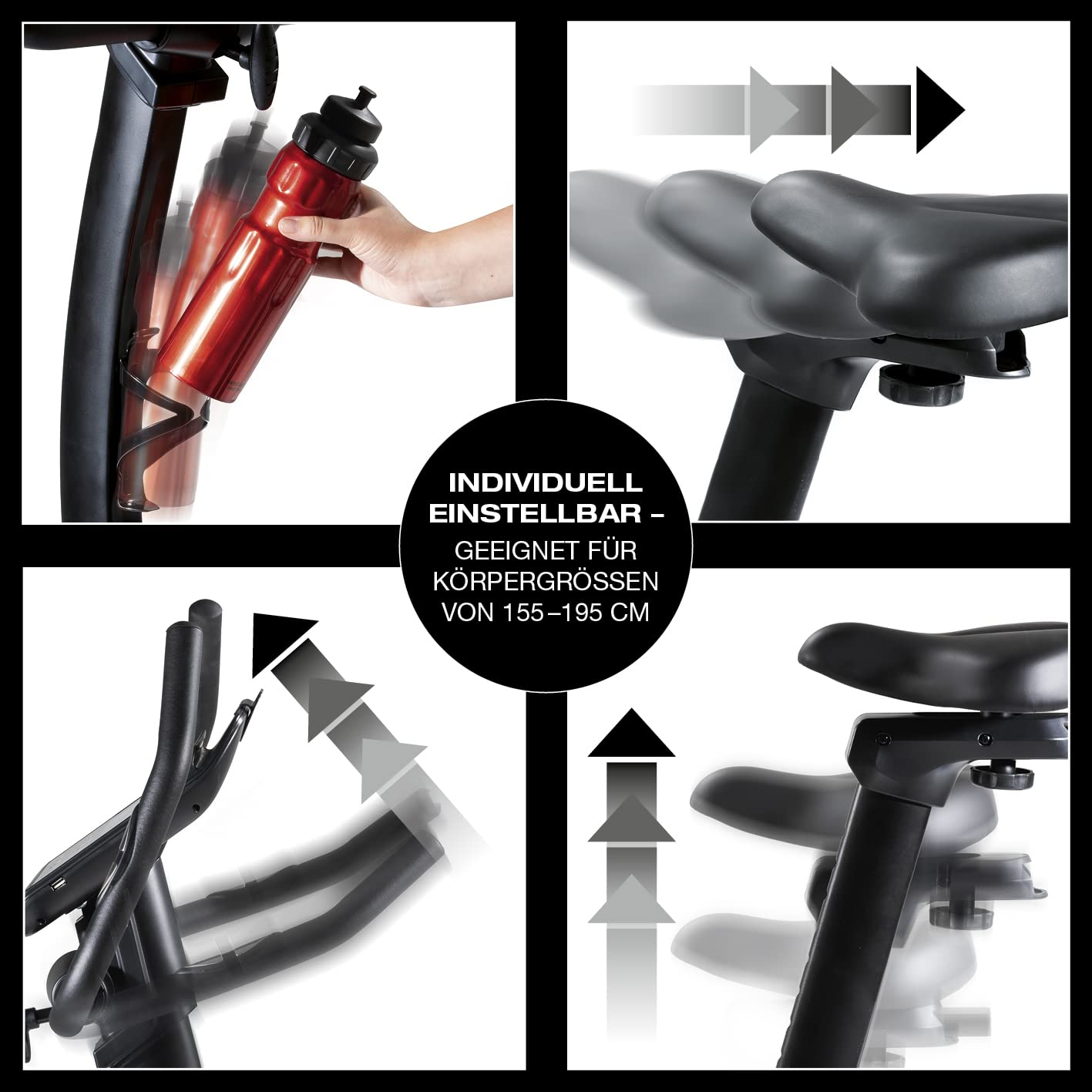 FitEngine Heimtrainer & Ergometer mit professionellem Aluminium-Schwungrad | 24 Widerstandsstufen, 28 Trainingsprogramme, verstellbarer Sportsattel, App-kompatibel | Bis 120kg, 195cm Größe