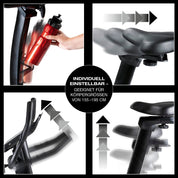 FitEngine Heimtrainer & Ergometer mit professionellem Aluminium-Schwungrad | 24 Widerstandsstufen, 28 Trainingsprogramme, verstellbarer Sportsattel, App-kompatibel | Bis 120kg, 195cm Größe