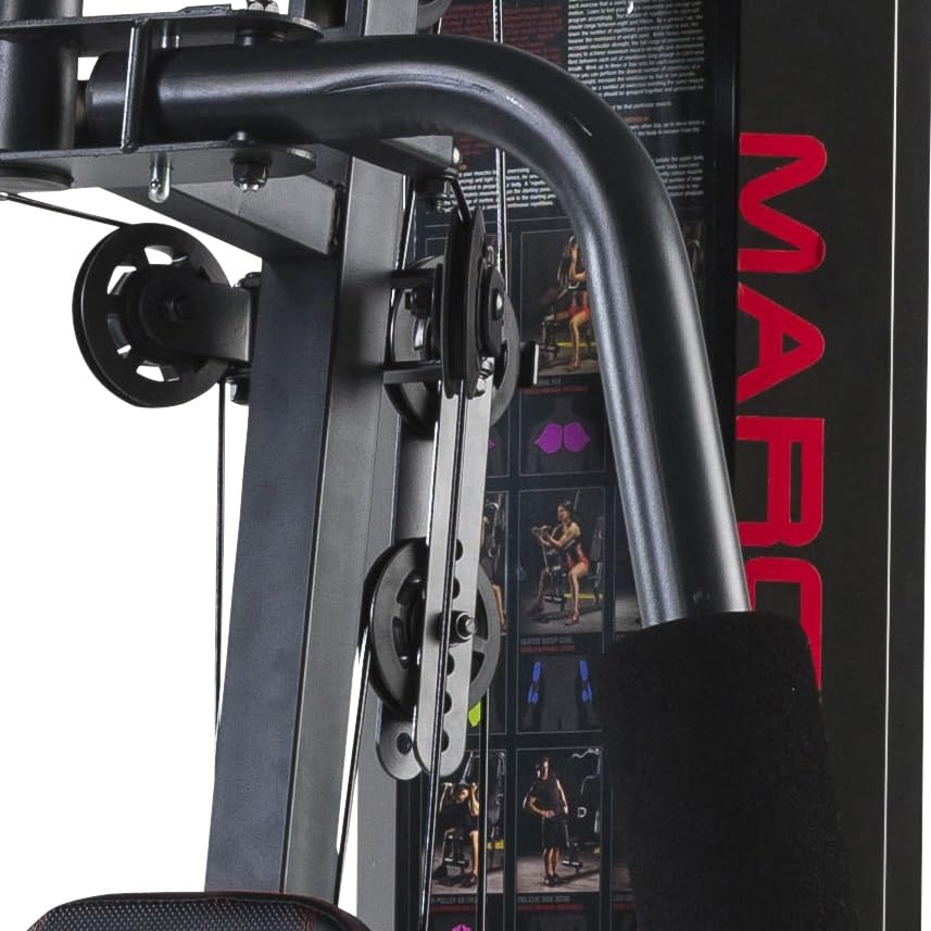 Marcy Eclipse HG3000 Kompakte Kraftstation, Multifunktionale Fitnessstation, Multistation mit Butterfly, Bizepscurl, Latzug, Beinstrecker, 68kg Gewichtsblock