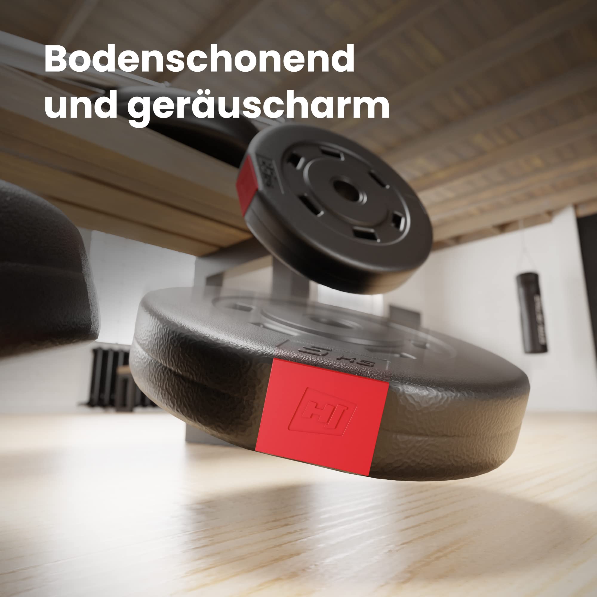 Hop-Sport Hantelbank mit Gewichten HS-1055, klappbare Trainingsbank mit Curlpult, Butterfly und Beincurler Inkl. 38 kg - 129,5 kg Hanteln Set