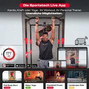 Kraftstation HGX150/HGX200, bis zu 80kg, Deutsche Qualitätsmarke, Bodybuilding Sportstech Multifunktions-Homegym mit Stepper und Powertower oder Beinpresse, Fitnessstation für Zuhause