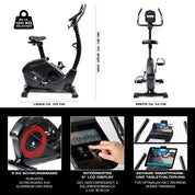 FitEngine Heimtrainer & Ergometer mit professionellem Aluminium-Schwungrad | 24 Widerstandsstufen, 28 Trainingsprogramme, verstellbarer Sportsattel, App-kompatibel | Bis 120kg, 195cm Größe