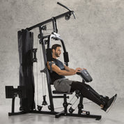 FitEngine Kraftstation | Multifunktions-Homegym für den ganzen Körper | Gewichte bis zu 67 kg einstellbar, mit Latzugstange, Beinpresse, Bizepscurl-Polster u.v.m. | Hochwertiges Stahlmaterial