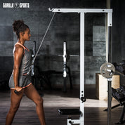GORILLA SPORTS® Latzugstation - Verstellbar, inkl. Trizepsstange und Latzugstange, bis 280kg Belastbar, 30mm - Latzugturm, Kabelzugstation, Fitnessstation, Latzugmaschine, Latzug-Station