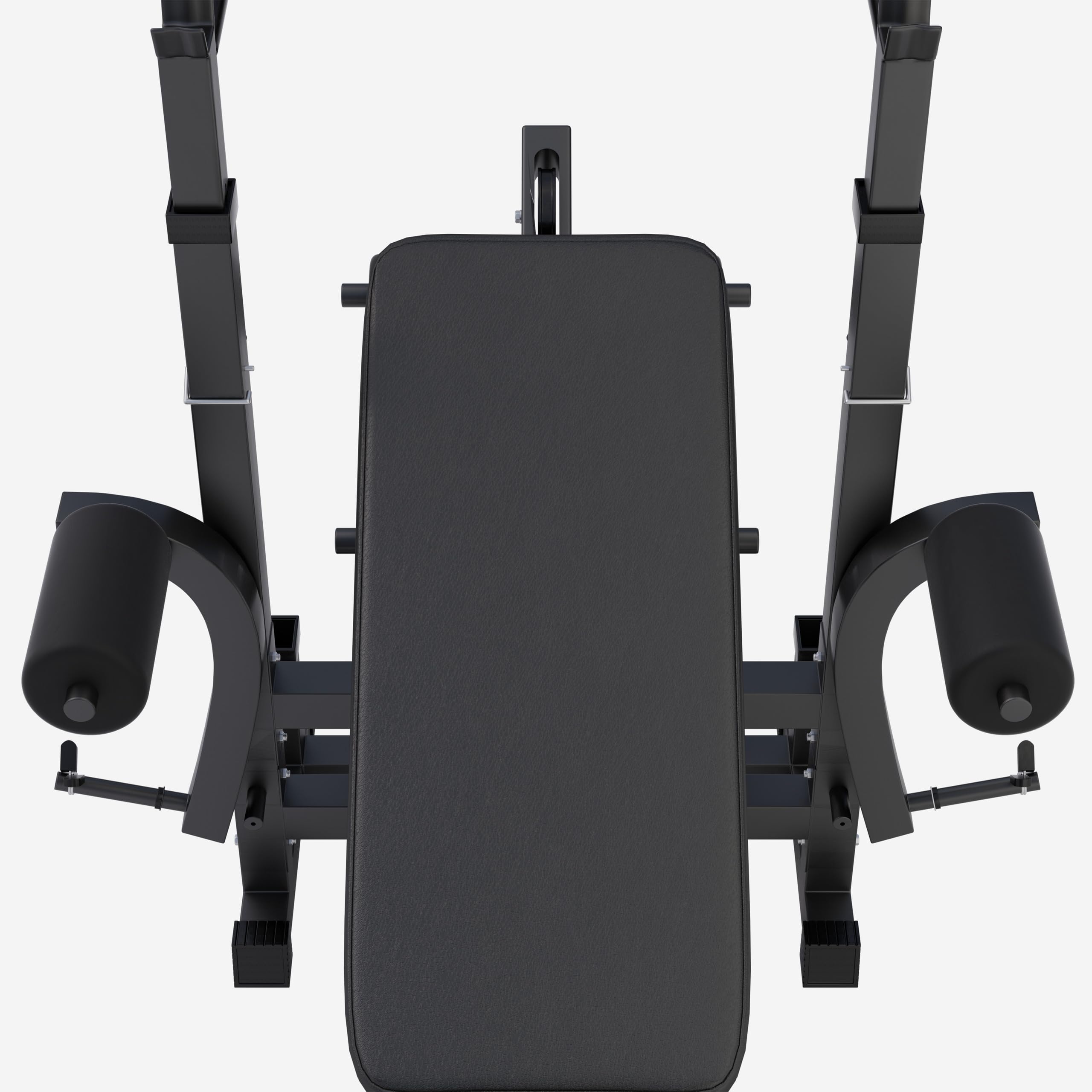 GORILLA SPORTS® Kraftstation - Hantelbank mit verstellbare Hantelablage, Latzugturm, Butterfly, Beincurler, Schwarz oder Weiss - Trainingsbank, Fitnessstation, Trainingsstation (Schwarz)