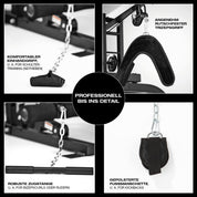 FitEngine Kraftstation | Multifunktions-Homegym für den ganzen Körper | Gewichte bis zu 67 kg einstellbar, mit Latzugstange, Beinpresse, Bizepscurl-Polster u.v.m. | Hochwertiges Stahlmaterial