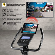 FitEngine Heimtrainer & Ergometer mit professionellem Aluminium-Schwungrad | 24 Widerstandsstufen, 28 Trainingsprogramme, verstellbarer Sportsattel, App-kompatibel | Bis 120kg, 195cm Größe