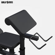 GORILLA SPORTS® Kraftstation - Hantelbank mit verstellbare Hantelablage, Latzugturm, Butterfly, Beincurler, Schwarz oder Weiss - Trainingsbank, Fitnessstation, Trainingsstation (Schwarz)