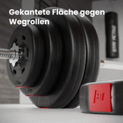 Hop-Sport Hantelbank mit Gewichten HS-1055, klappbare Trainingsbank mit Curlpult, Butterfly und Beincurler Inkl. 38 kg - 129,5 kg Hanteln Set
