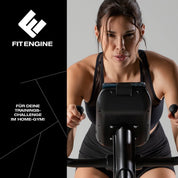 FitEngine Heimtrainer & Ergometer mit professionellem Aluminium-Schwungrad | 24 Widerstandsstufen, 28 Trainingsprogramme, verstellbarer Sportsattel, App-kompatibel | Bis 120kg, 195cm Größe