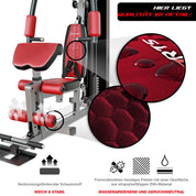 Kraftstation HGX100/HGX150/HGX200/HGX300, bis zu 80kg, Deutsche Qualitätsmarke, Bodybuilding Sportstech Multifunktions-Homegym mit Stepper und Powertower oder Beinpresse, Fitnessstation für Zuhause