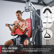 Sportstech Einzigartige Premium Kraftstation HGX100/HGX200/HGX300 für unzählige Trainingsvarianten, Multifunktions-Homegym mit Stepper oder Beinpresse, Fitnessstation aus Eva Material für Zuhause