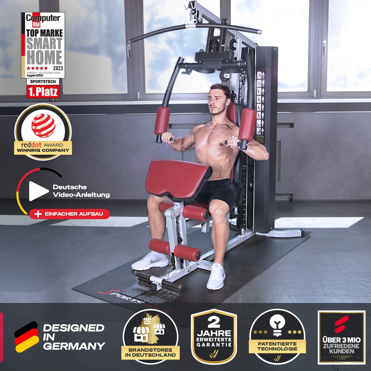 Kraftstation HGX100/HGX150/HGX200/HGX300, bis zu 80kg, Deutsche Qualitätsmarke, Bodybuilding Sportstech Multifunktions-Homegym mit Stepper und Powertower oder Beinpresse, Fitnessstation für Zuhause
